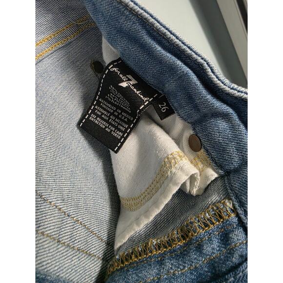 7 For All Mankind Jeans Sz 26 Light Wash Distressed Ripped Skinny Denim Fall - Picture 3 of 7
